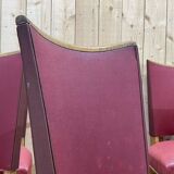 Suite of 6 chairs in beech and skaï