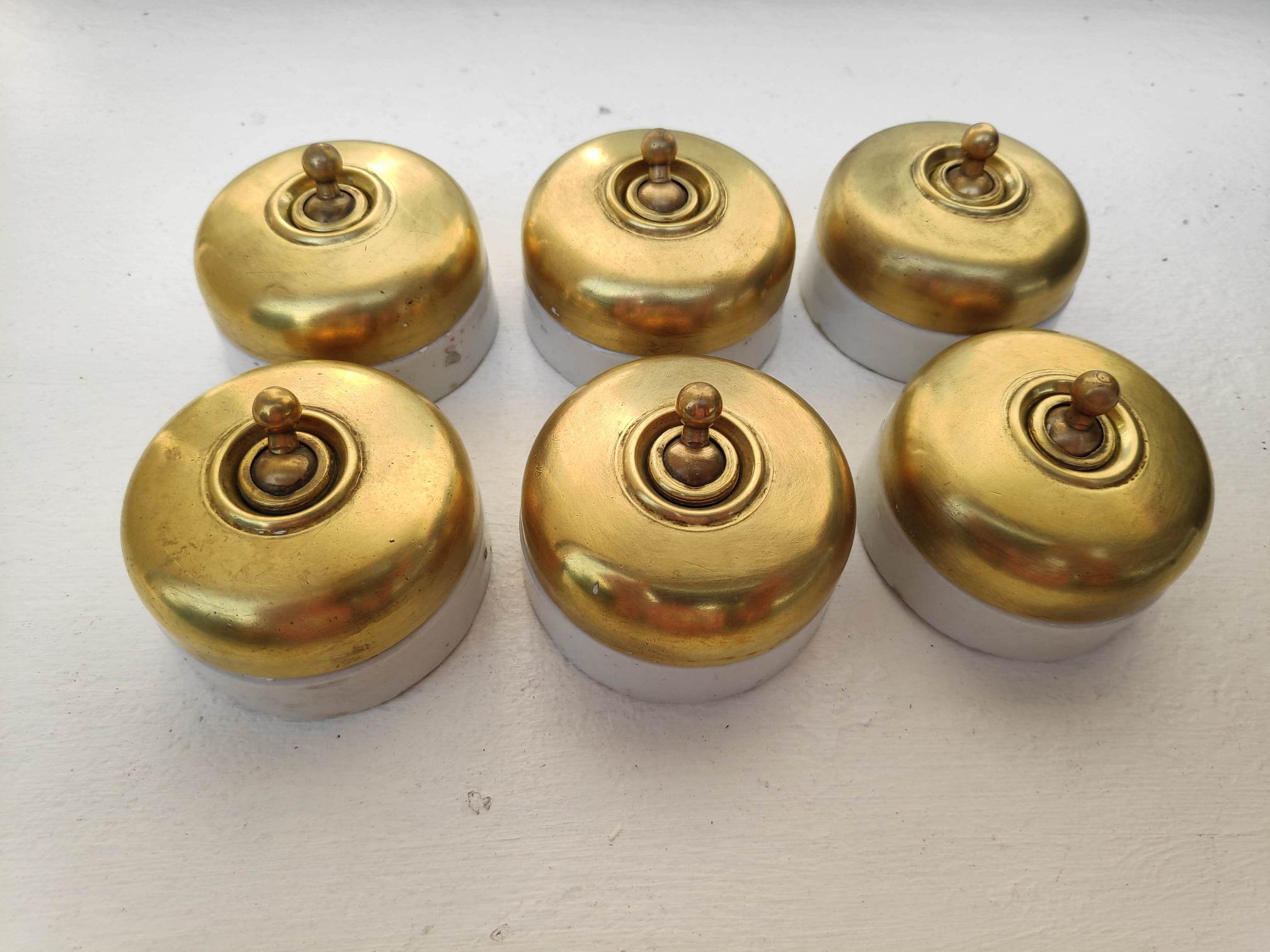 Old brass/ceramic switch lot