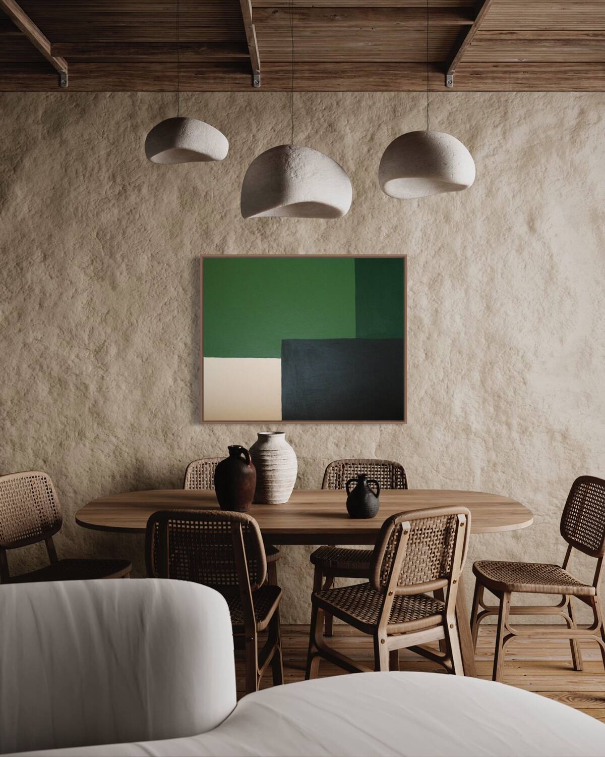 Contemporary minimalist painting "Green Composition" 100x80cm