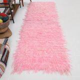 Tapis runeur rose vintage 98x314cm