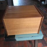 Teak box with curtain door