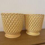 Paire de cache pots SYLA années 70 jaune pastel 18cm