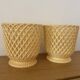 Pair of SYLA 70s pastel yellow flower pots 18cm