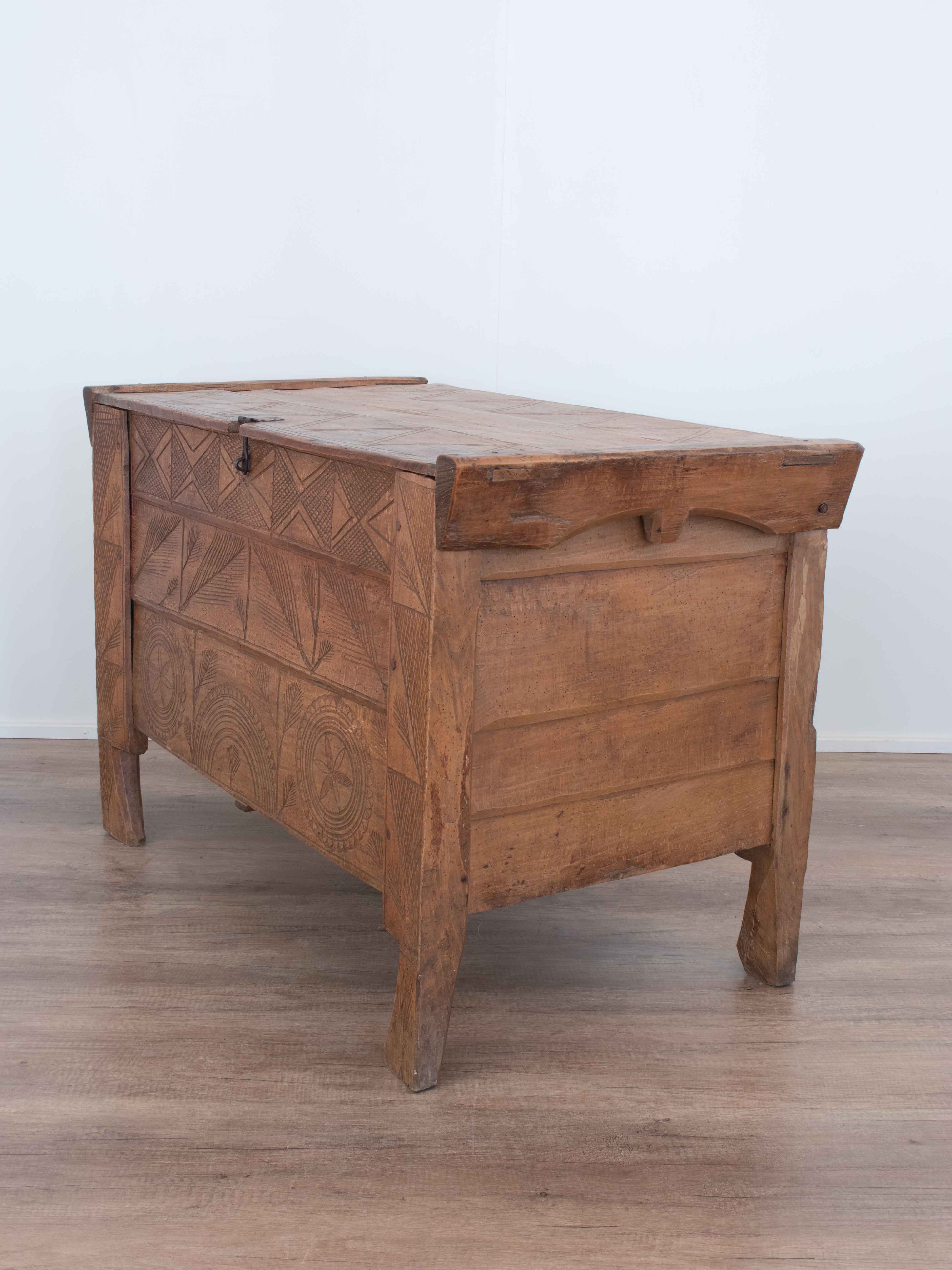 Antique Hand-Crafted Beech Trunk