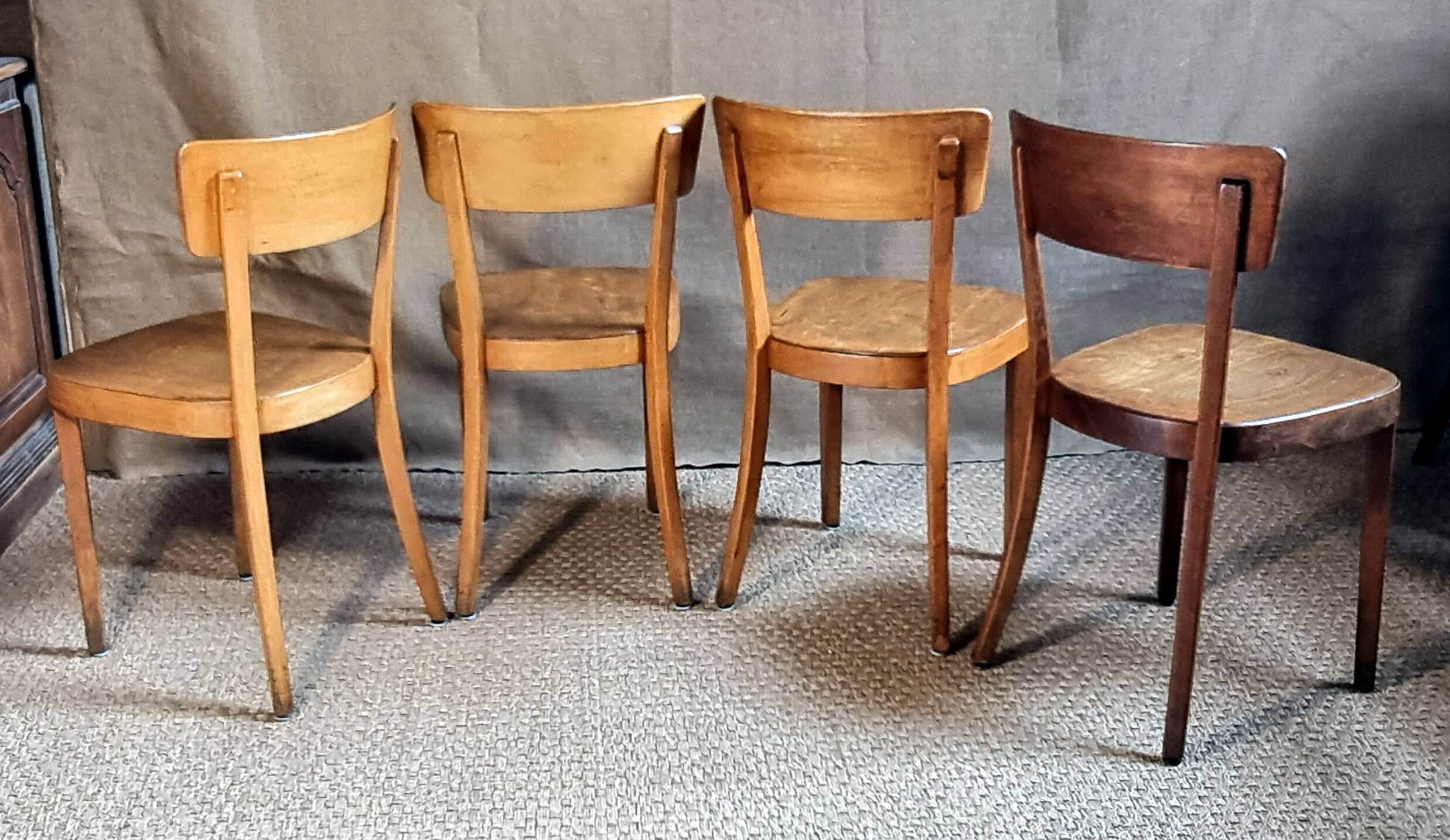 Set 4 chaises bistrot "Classic" de Horgen-Glarus Suisse années 50