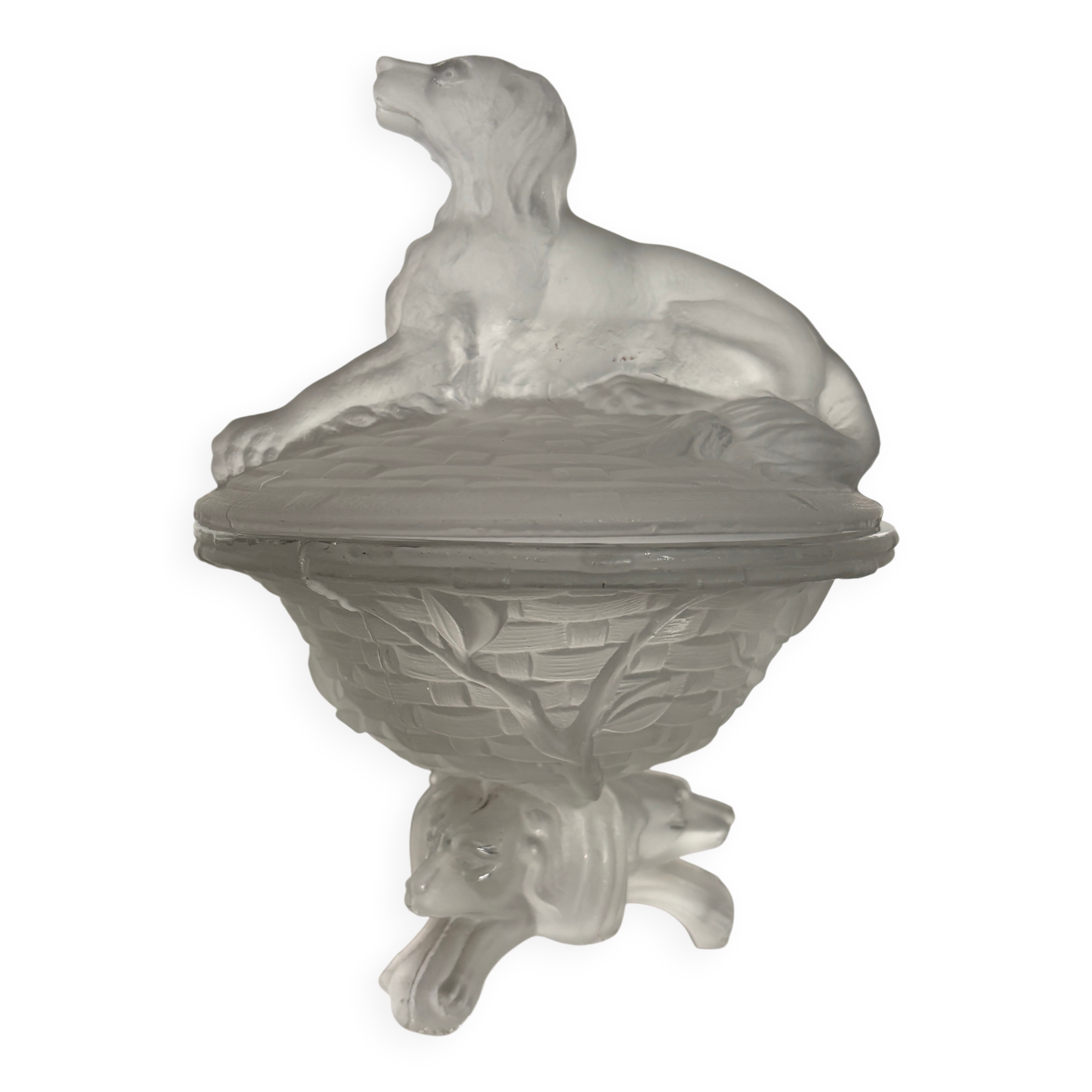 Bonbonnière de collection en verre dépoli