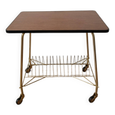 Vinyl table, record player holder, record player, magazine rack, 1950s