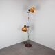 Vintage Hungarian adjustable floor lamp with two orange globe shades, circa 1970.