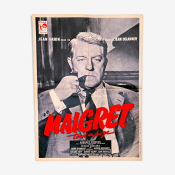 Affiche vintage cinématographique authentique de 1958 "Maigret tend un piège"