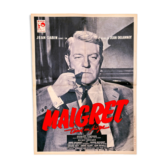 Affiche vintage cinématographique authentique de 1958 "Maigret tend un piège"