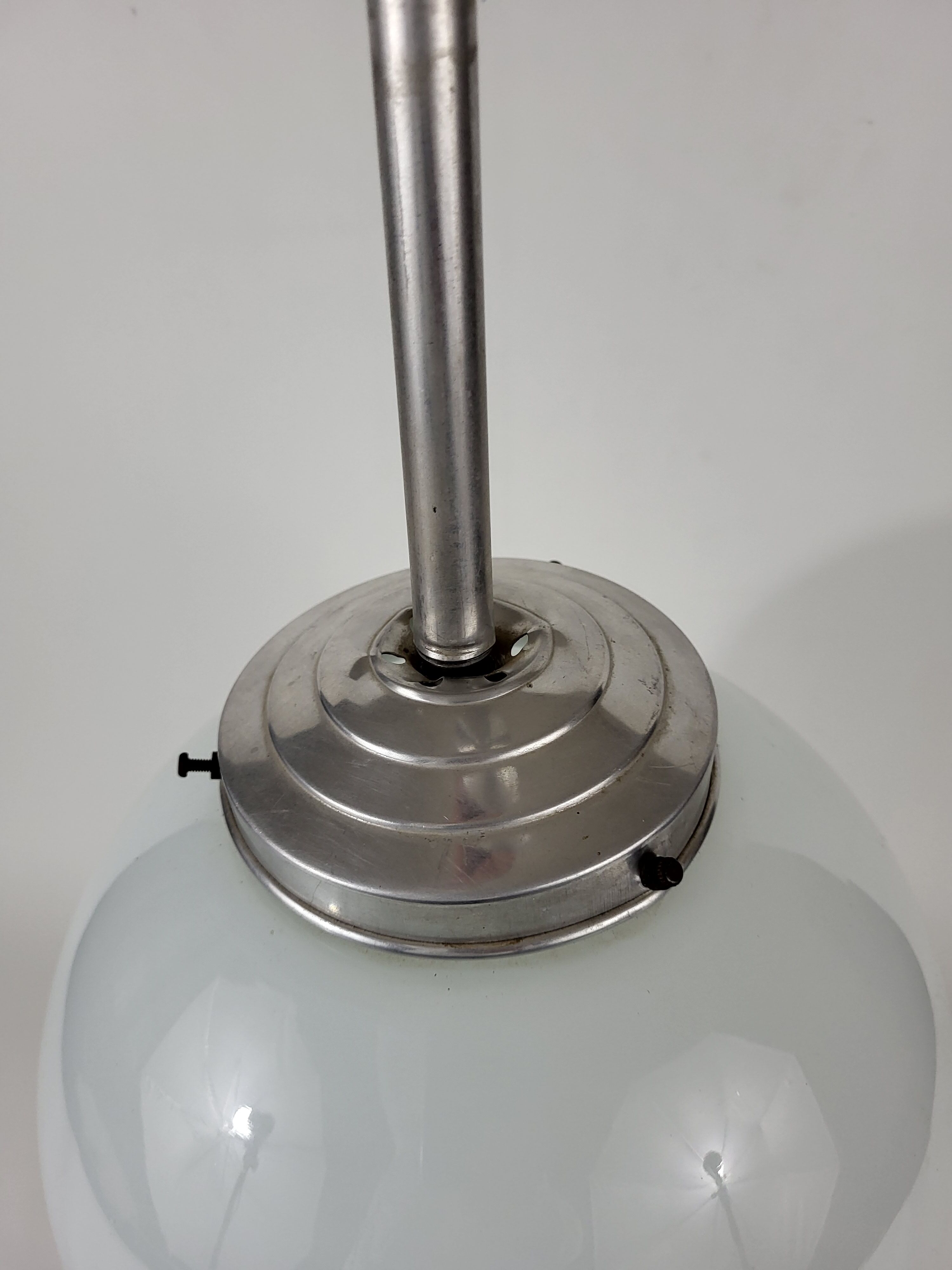 Art deco opaline glass globe pendant lamp