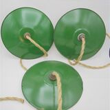 Trio of enamelled sheet metal suspensions