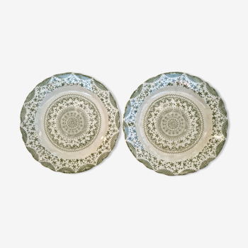 Lot de 2 assiettes terre de fer vertes