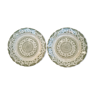 Lot de 2 assiettes terre de fer vertes
