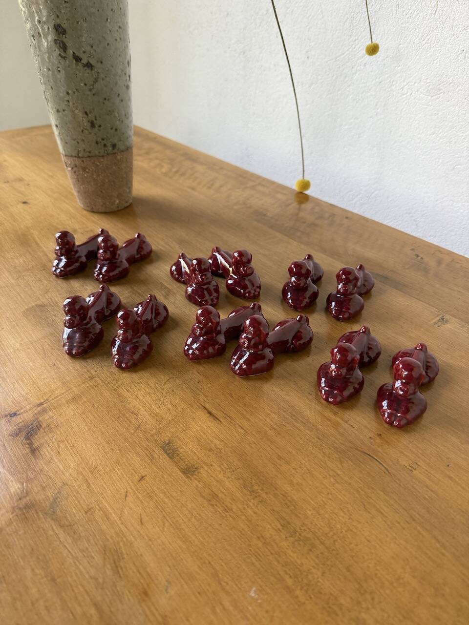 Red poodle ceramic knife holder