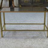 1950s brass and smoked glass coffee table