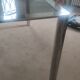 Dining table in chromed steel and smoked glass top, 1969