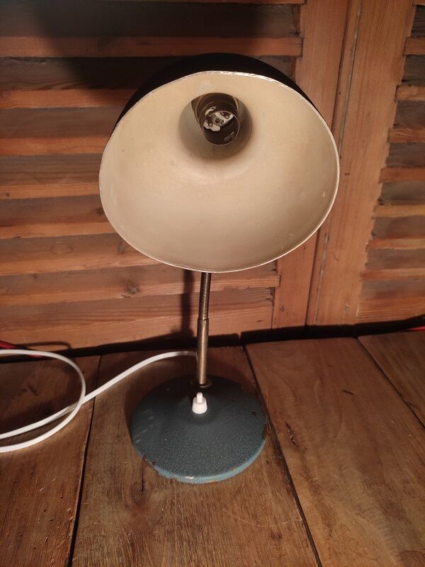 Bedside desk lamp metal velvet blue gray