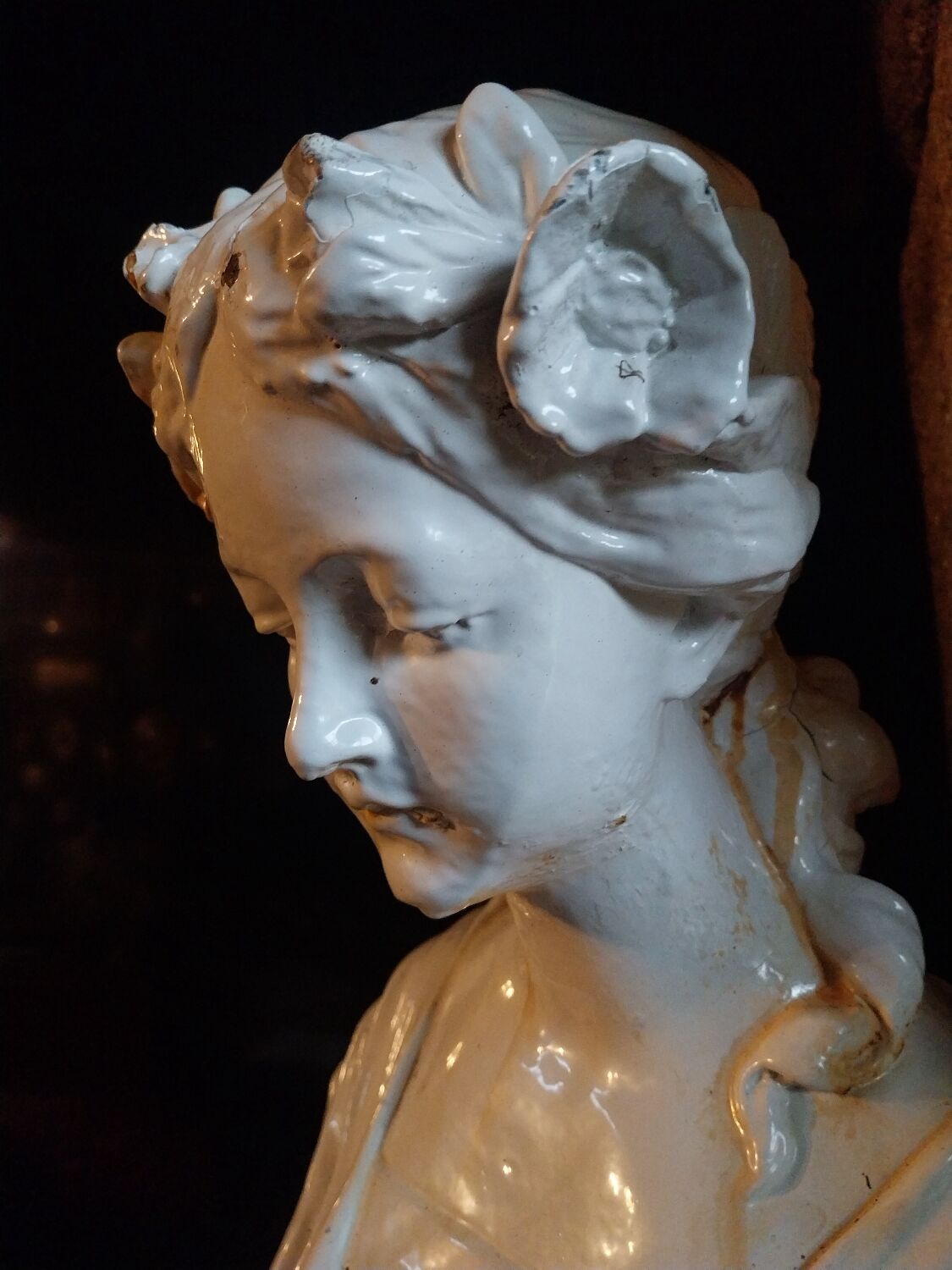 Enamelled cast iron bust, 19th century