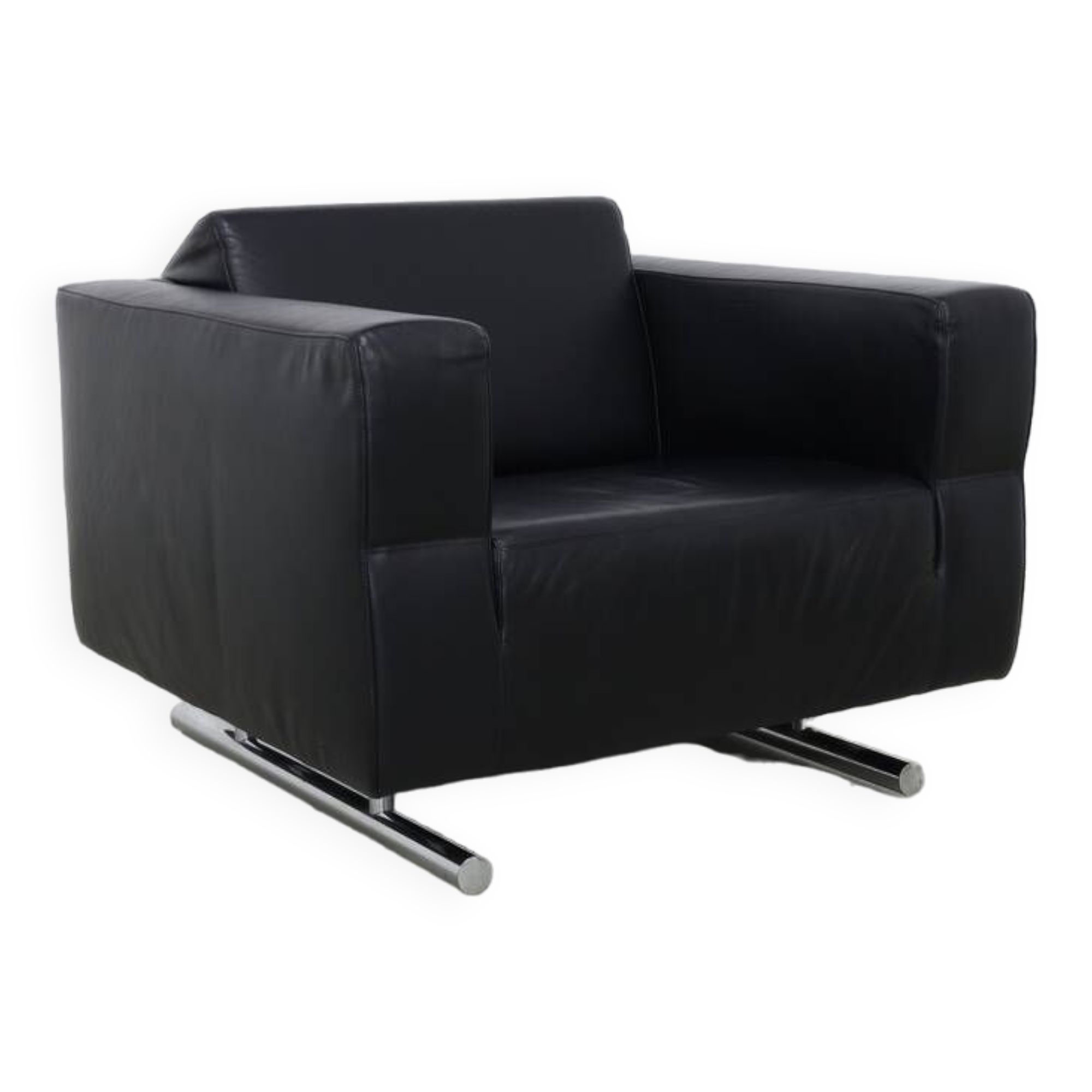 Lounge Chair in Leather and Chrome by Molinari, 1990s