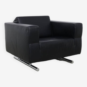 Fauteuil lounge en cuir et chrome par Molinari, 1990s