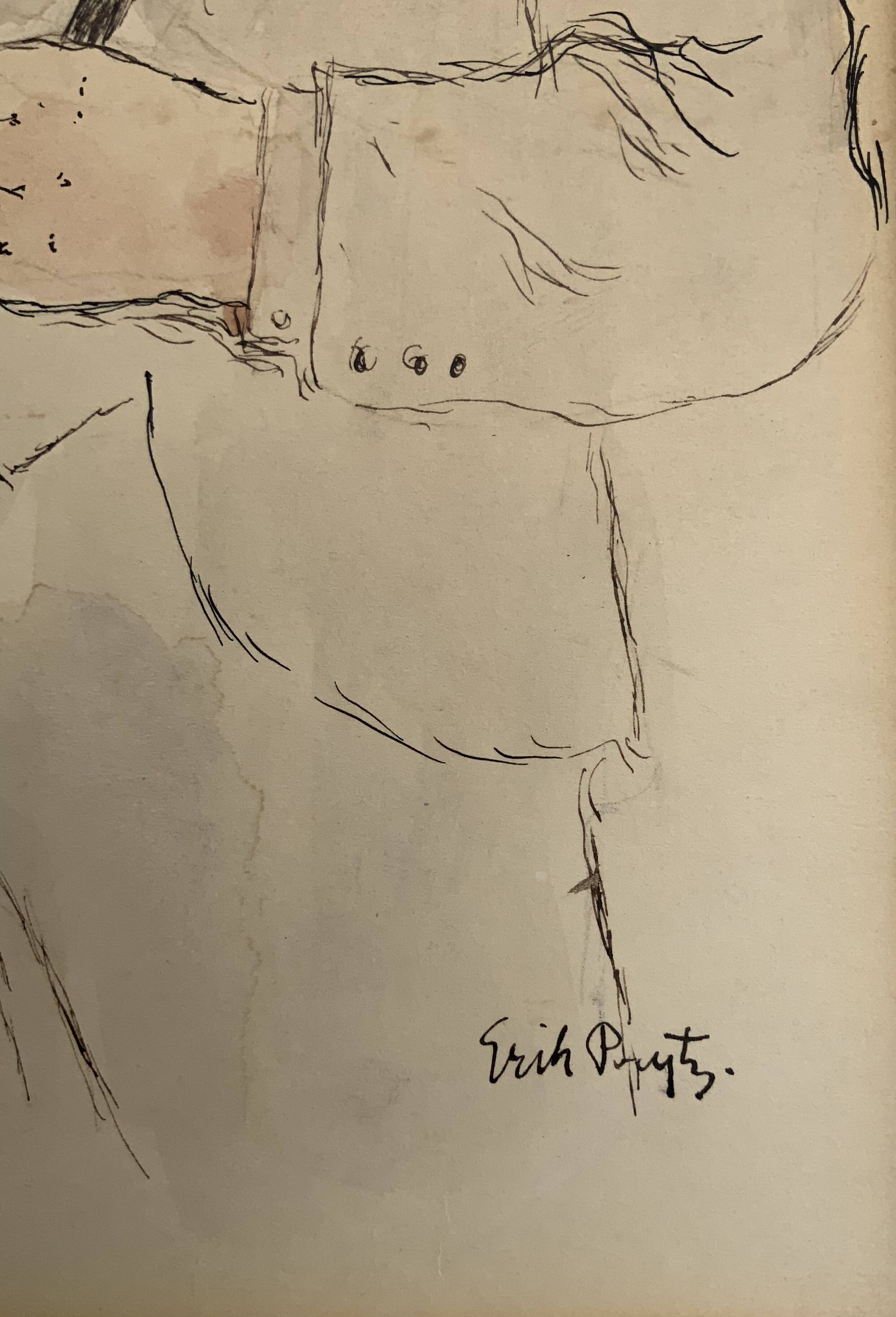 Vintage portait of gentleman and wooman by ink