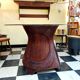 Table marqueterie de rotin vintage 1970