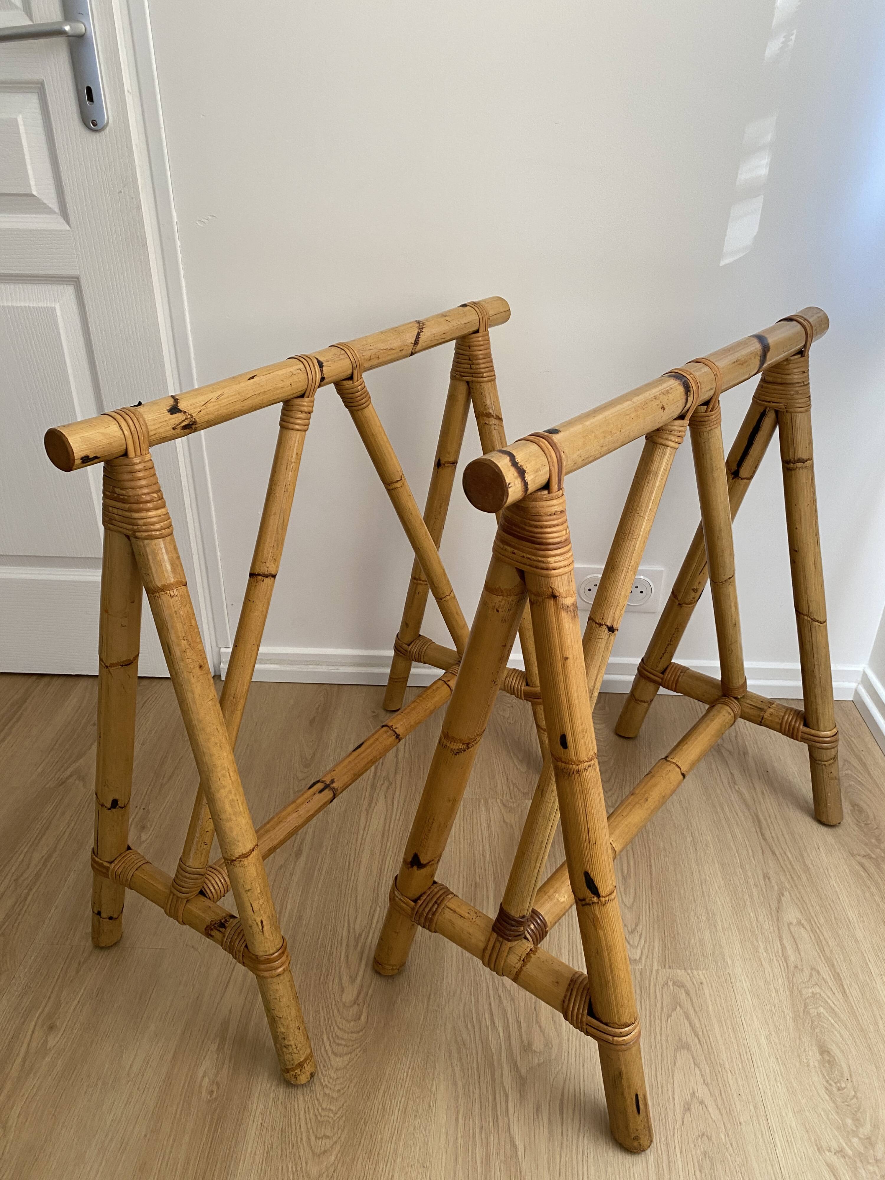 Vintage Bamboo trestles from the 60s/70s for desk, table, side table