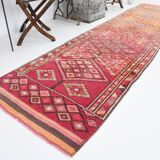 3x12 Red Orange Vintage Runner Rug, 89x373Cm