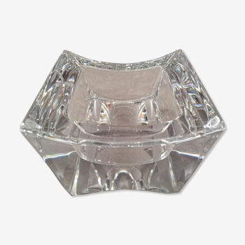 Gros cendrier en cristal massif moderniste design monogramme "sa" art