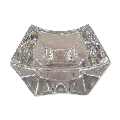 Gros cendrier en cristal massif moderniste design monogramme ''sa'' art