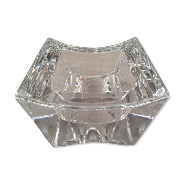 Gros cendrier en cristal massif moderniste design monogramme ''sa'' art