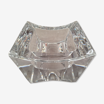 Large ashtray in solid crystal modernist design monogram "sa" art