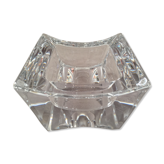 Large ashtray in solid crystal modernist design monogram "sa" art