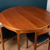 Retro Teak 1960s Round Dining Table & Four Space Saving Chairs By Nathan