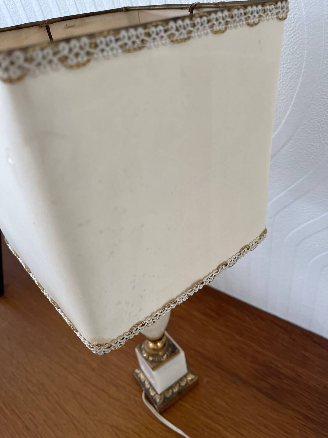 Vintage bedside lamp with marble base and gold metal