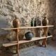 Set of 2 antique French poplar benches, consoles or shelves, circa 1900.