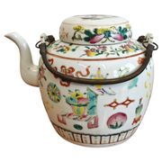 Antique porcelain teapot hand-painted, 1920s