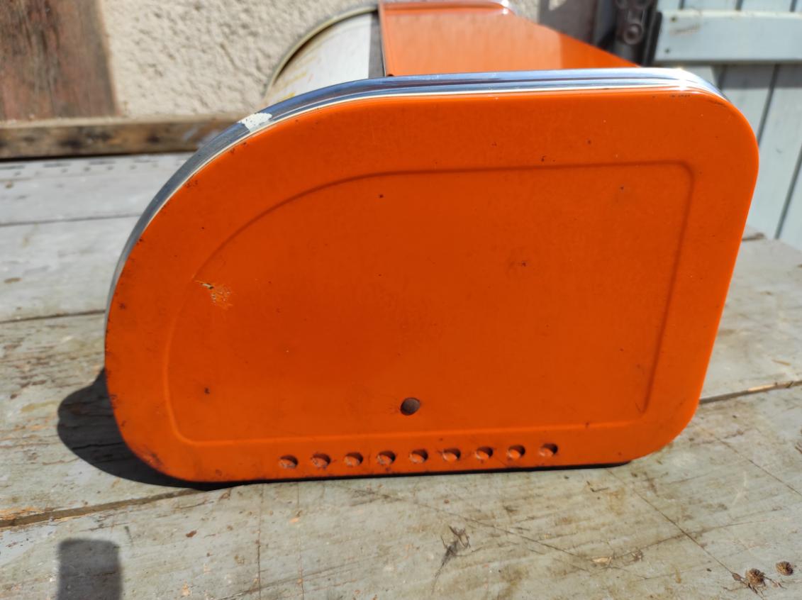vintage orange bread hutch 70s