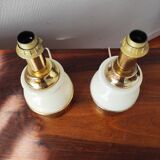 Pair of vintage brass and ceramic lamps