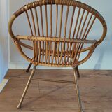 Rattan shell armchair