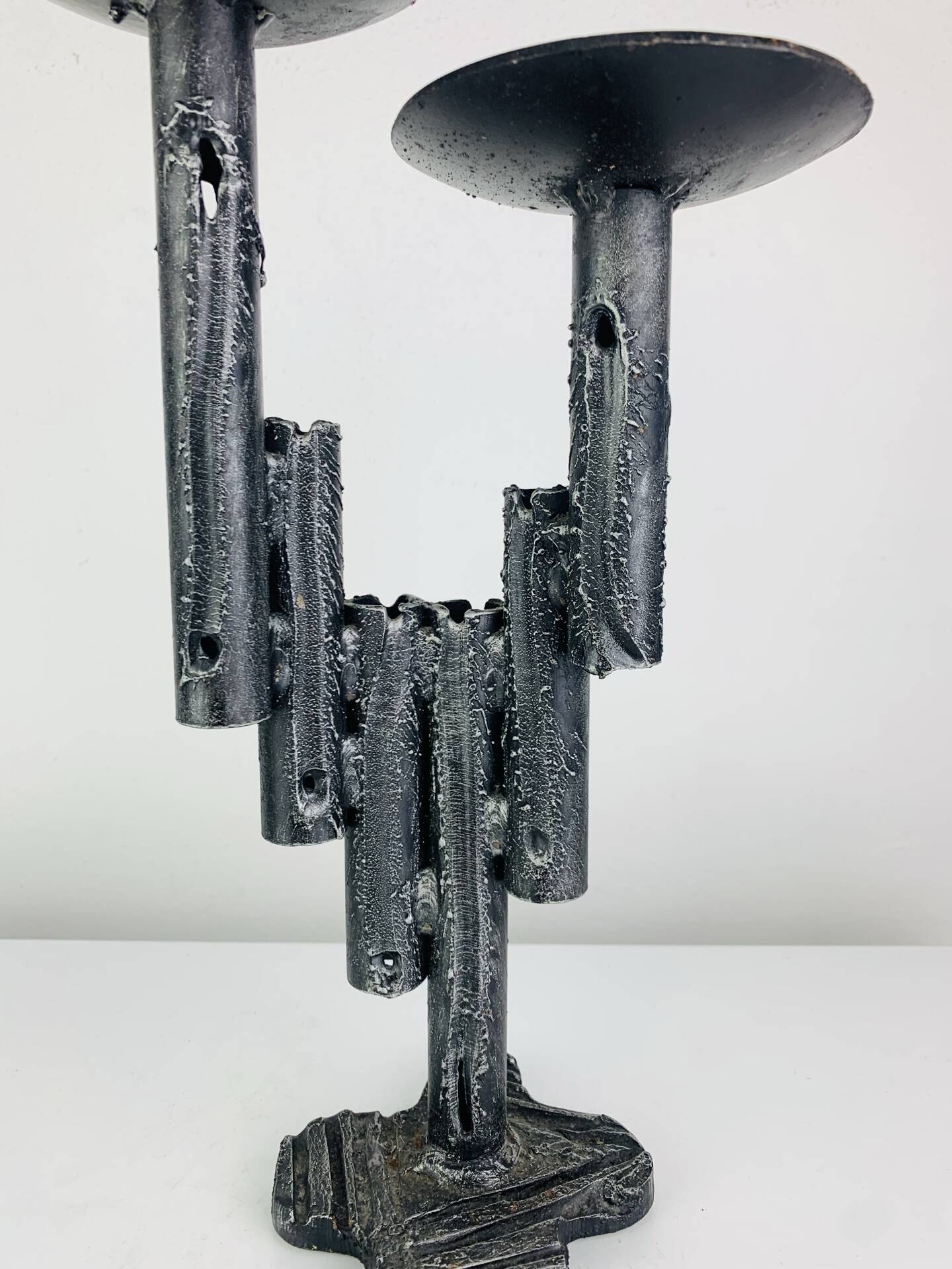 Brutalist iron candlestick, vintage