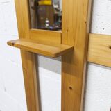 Wall-mounted coat rack, mountain style, pine, honey colour, 1970.