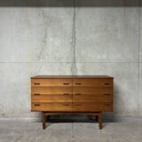 Double enfilade commode with 6 drawers, vintage Scandinavian from the 1960s.