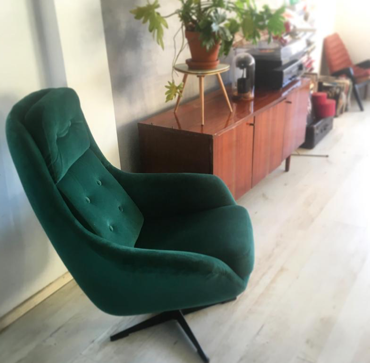 Polish vintage swivel chair WEGA from 70s in velvet