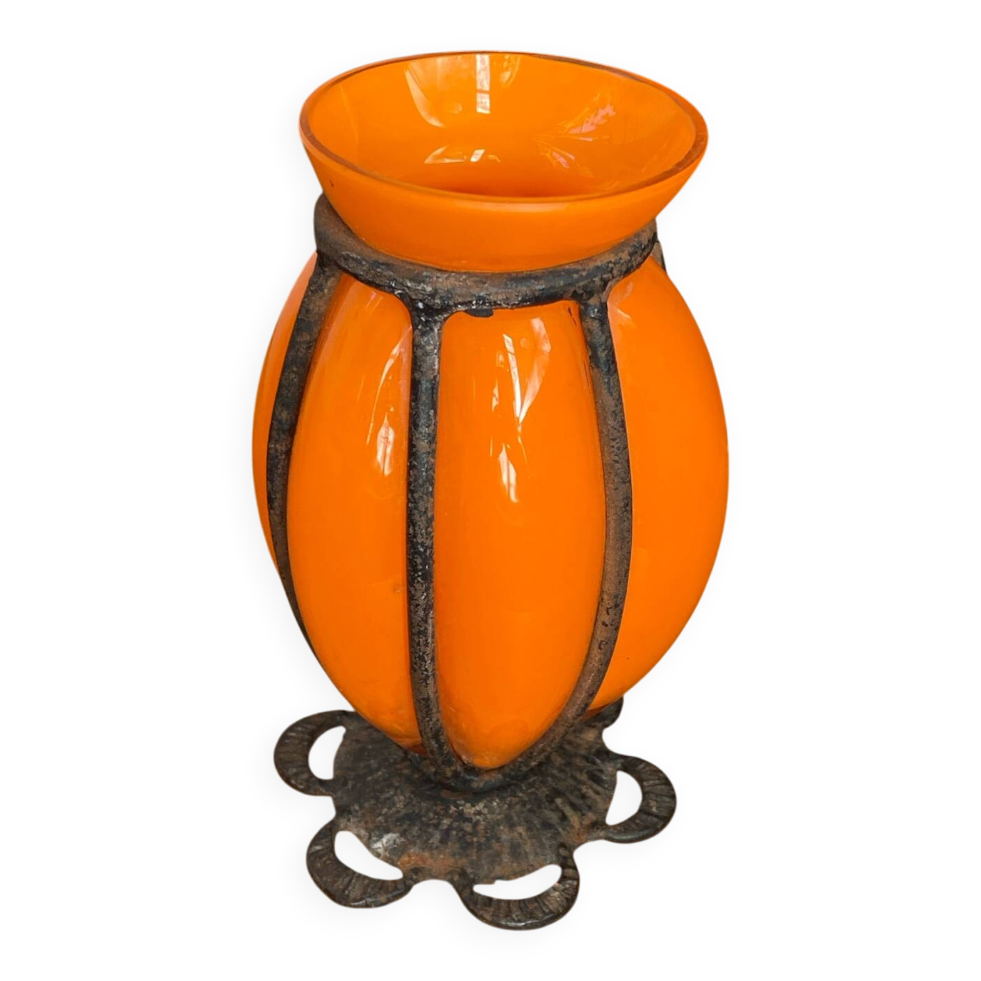Blown glass vase encased
