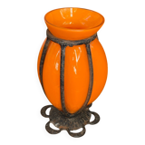 Blown glass vase encased