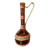 Vintage amber glass bottle scoubidou
