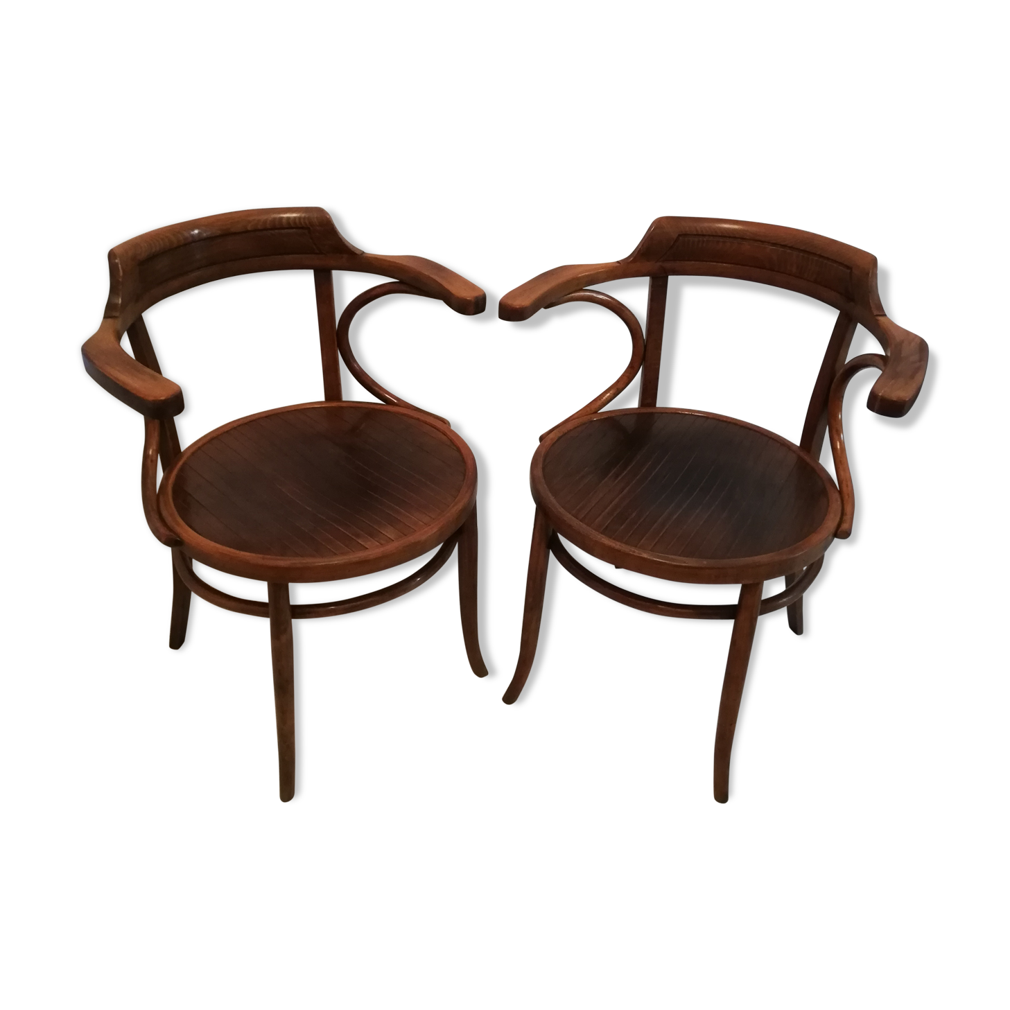 Paire de fauteuils en bois courbé