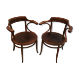 Paire de fauteuils en bois courbé